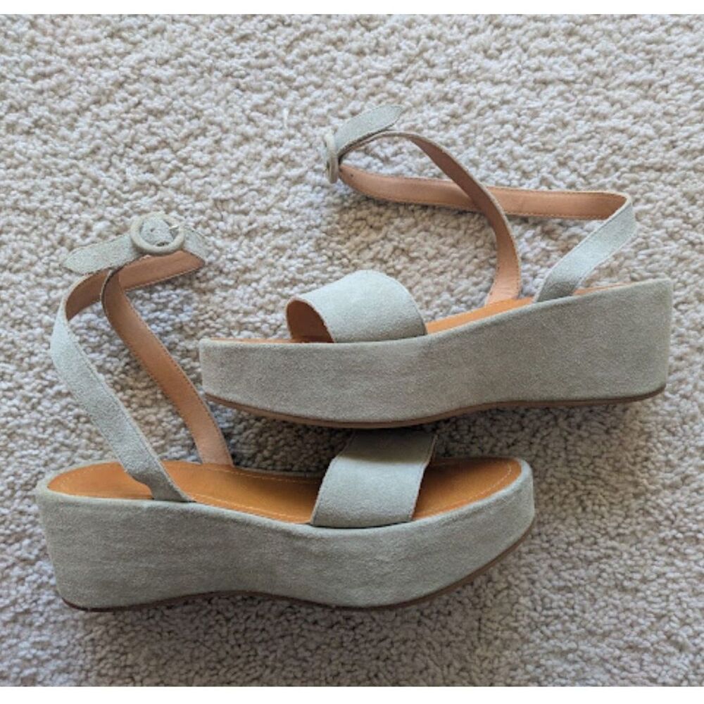 Urban Outfitters Light Gray Open Toe Platform Wedge Sandals Sz 7-8